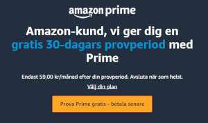 Amazon Prime Sverige Gratis i 30 Dagar