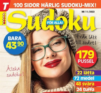 6 nummer av Sudoku för Alla för 149 kr (-22%)